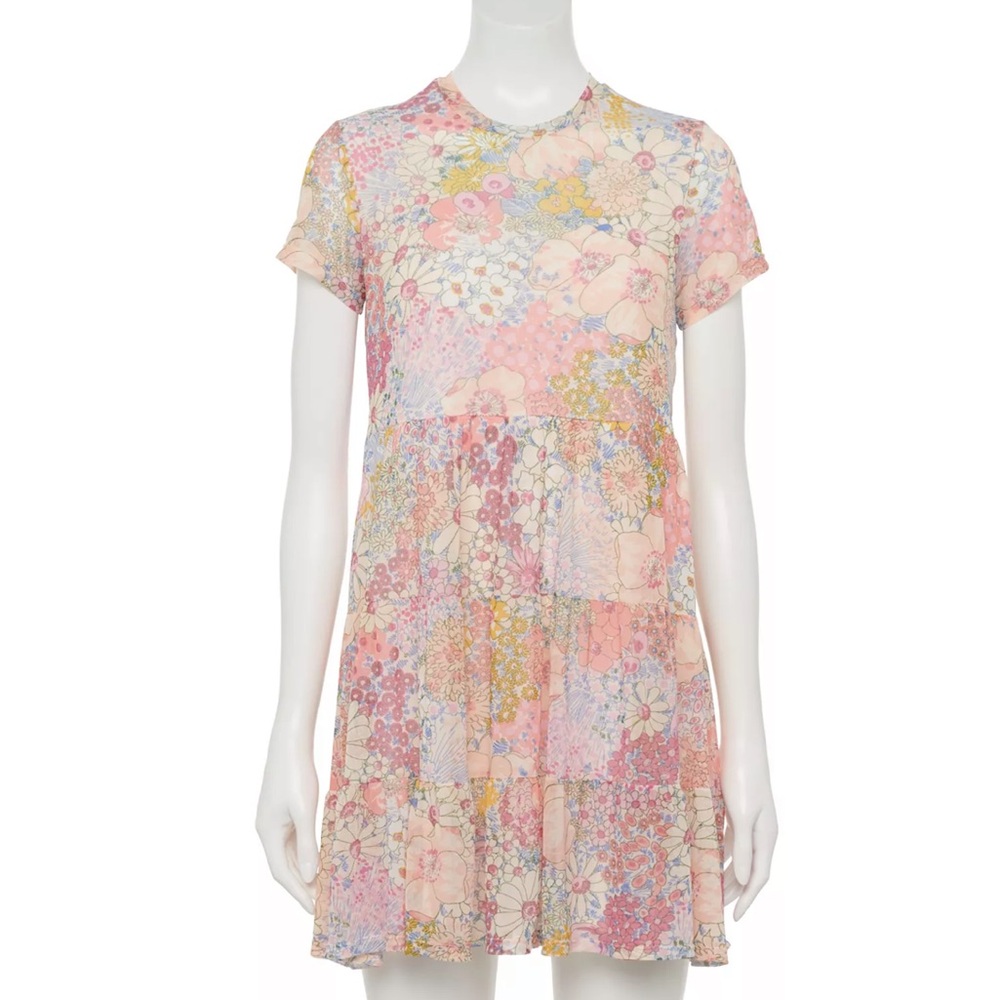 Dainty Floral Fairy Tiered Swing Mini Dress - Picture 3 of 10